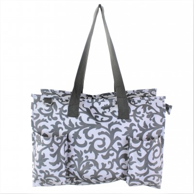 12001- GREY LEAF DESIGN DIAPER BAG 